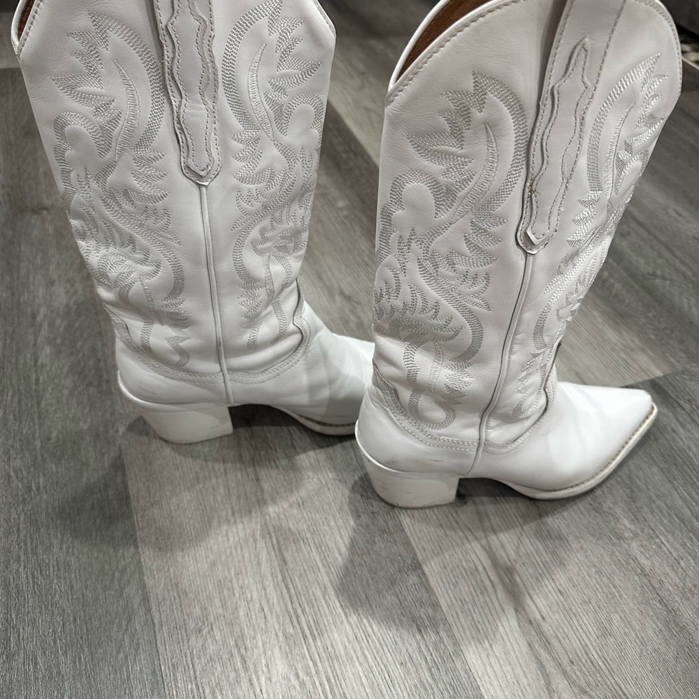 Sam Edelman White Western Heeled Boots